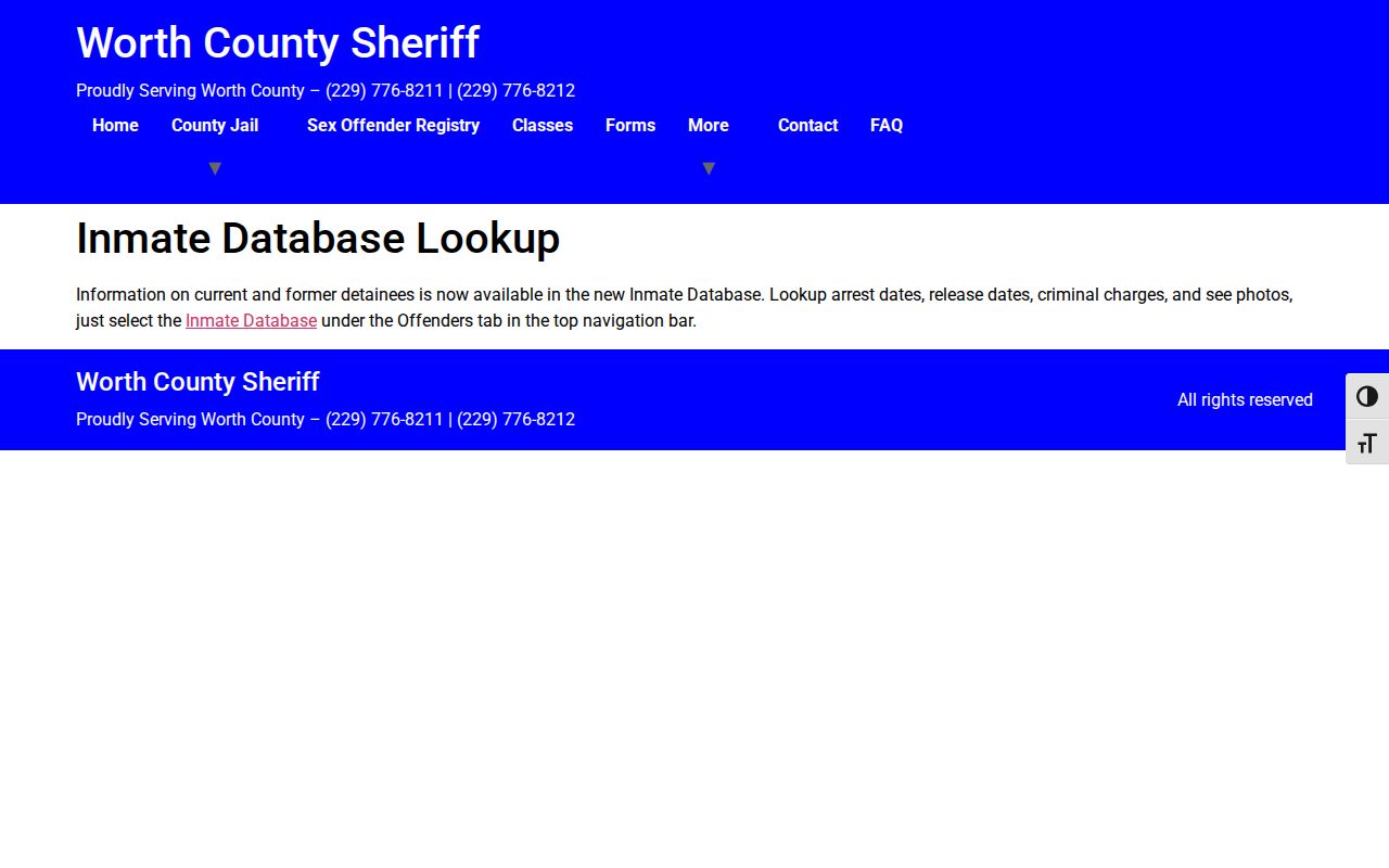 Worth County arrest and current detainee database