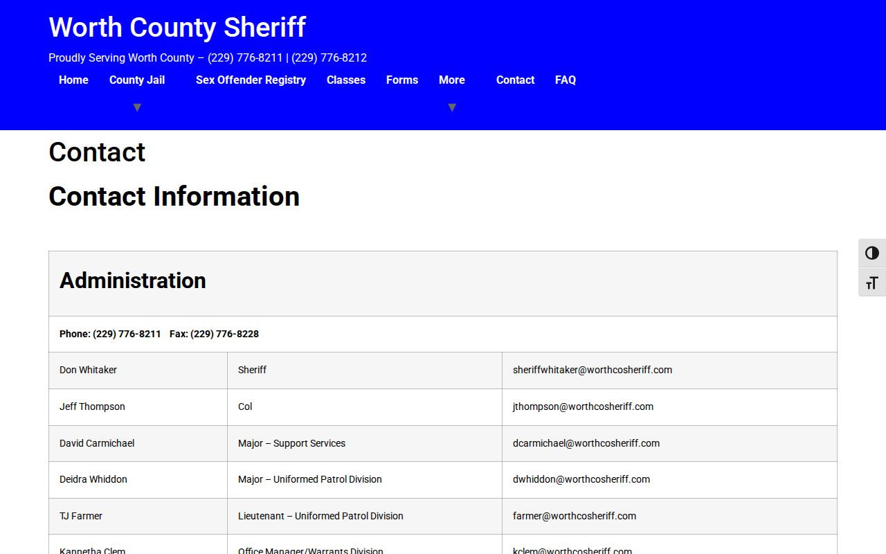 Worth County Sheriff sex offender unit contact